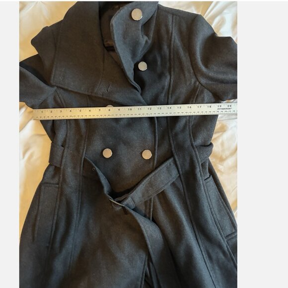 WOMEN'S GUESS BELTED DOUBLE BREASTED WOOL BLEND PEA COAT 22QMP510 LARGE GRAY NWT - Picture 10 of 11